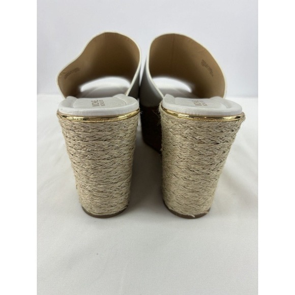 Michael Kors Platform Wedge Slides White 10 M Espadrille Raffia - Picture 6 of 11